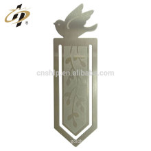 Customize silver metal etch bird logo metal copper bookmark